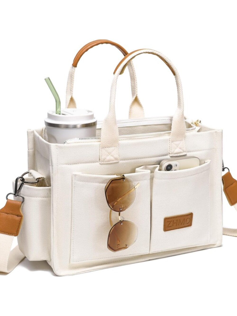 Women's White Travel Nurse Teacher Purse Laptop Tote Crossbody Handbags